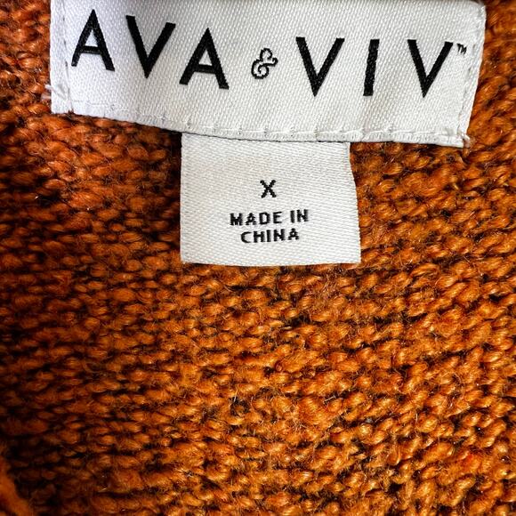 Ava & Viv Textured Knit Sweater Womens XL Brown V-Neck Cozy Fall Earthy Neutral - Picture 6 of 6